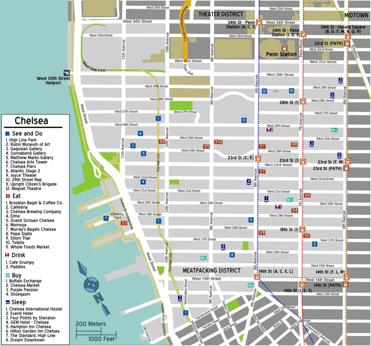 карта Чэлсі на Манхэтэне