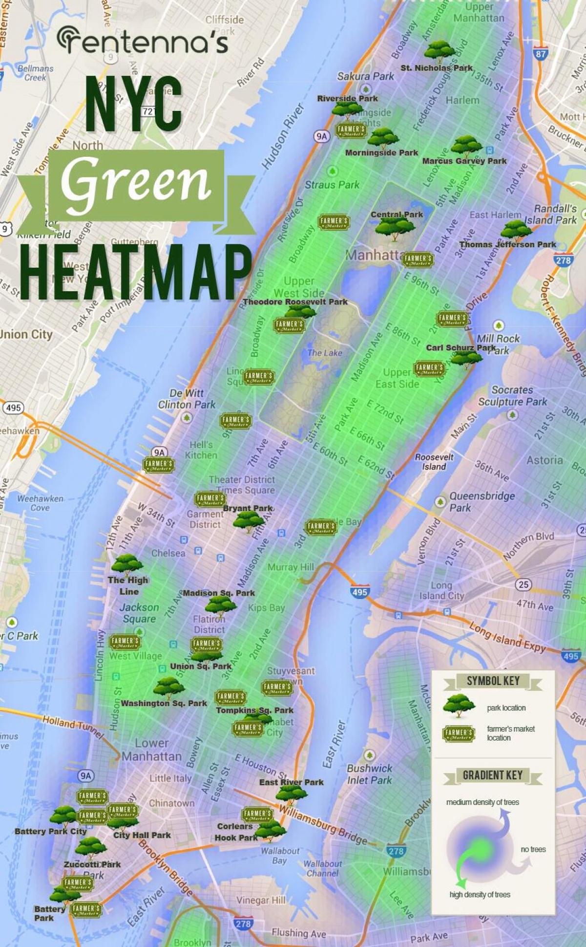 карта Манхэтэна паркі