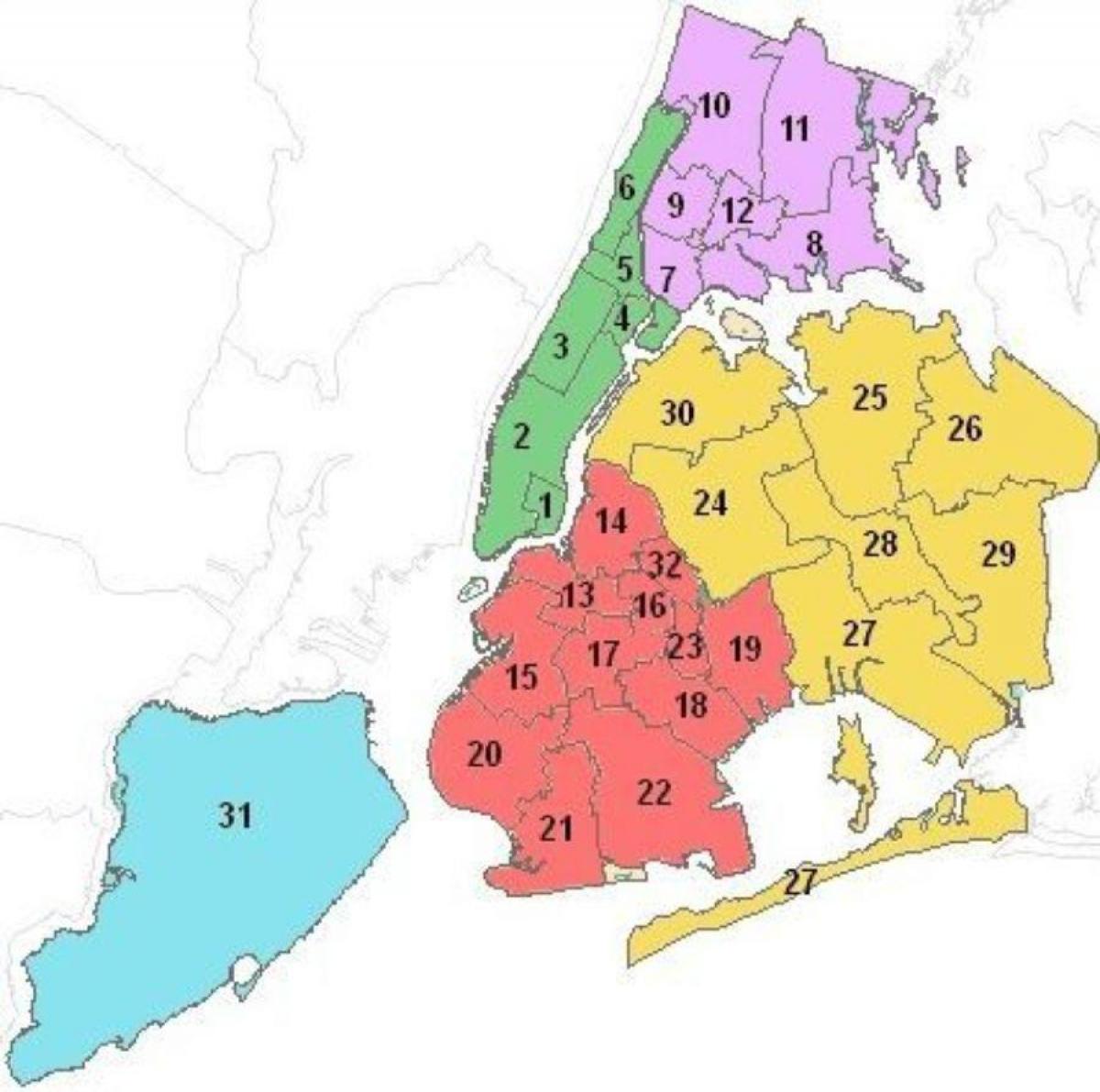 карта школьныя акругі Манхэтэн