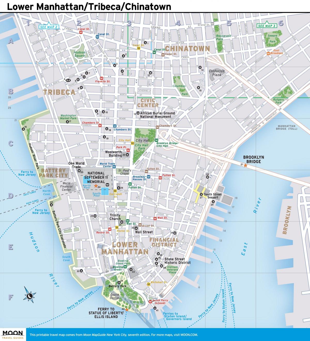 карта Ніжні Манхэтэн Нью-Ёрк