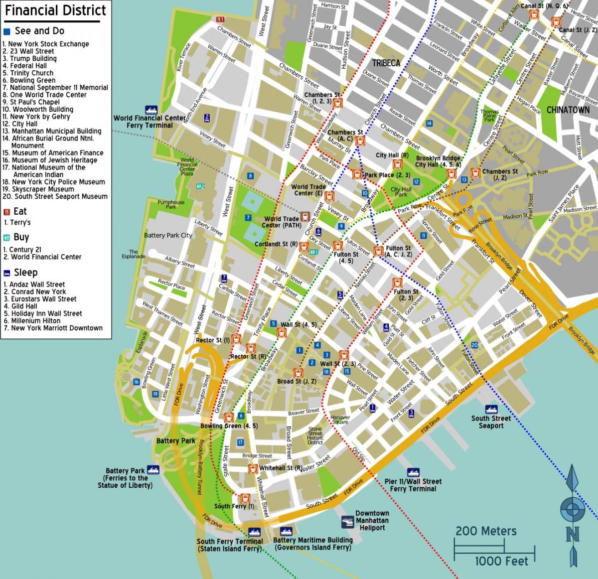 карта цэнтра Манхэтэна, Нью-Ёрк
