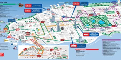 Турыстычныя славутасці Манхэтэна карце