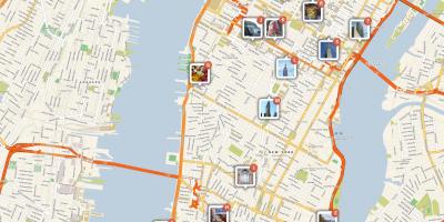Карта Манхеттена з кропкамі цікавасці