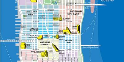 Карта верхнія кварталы Манхэтэна
